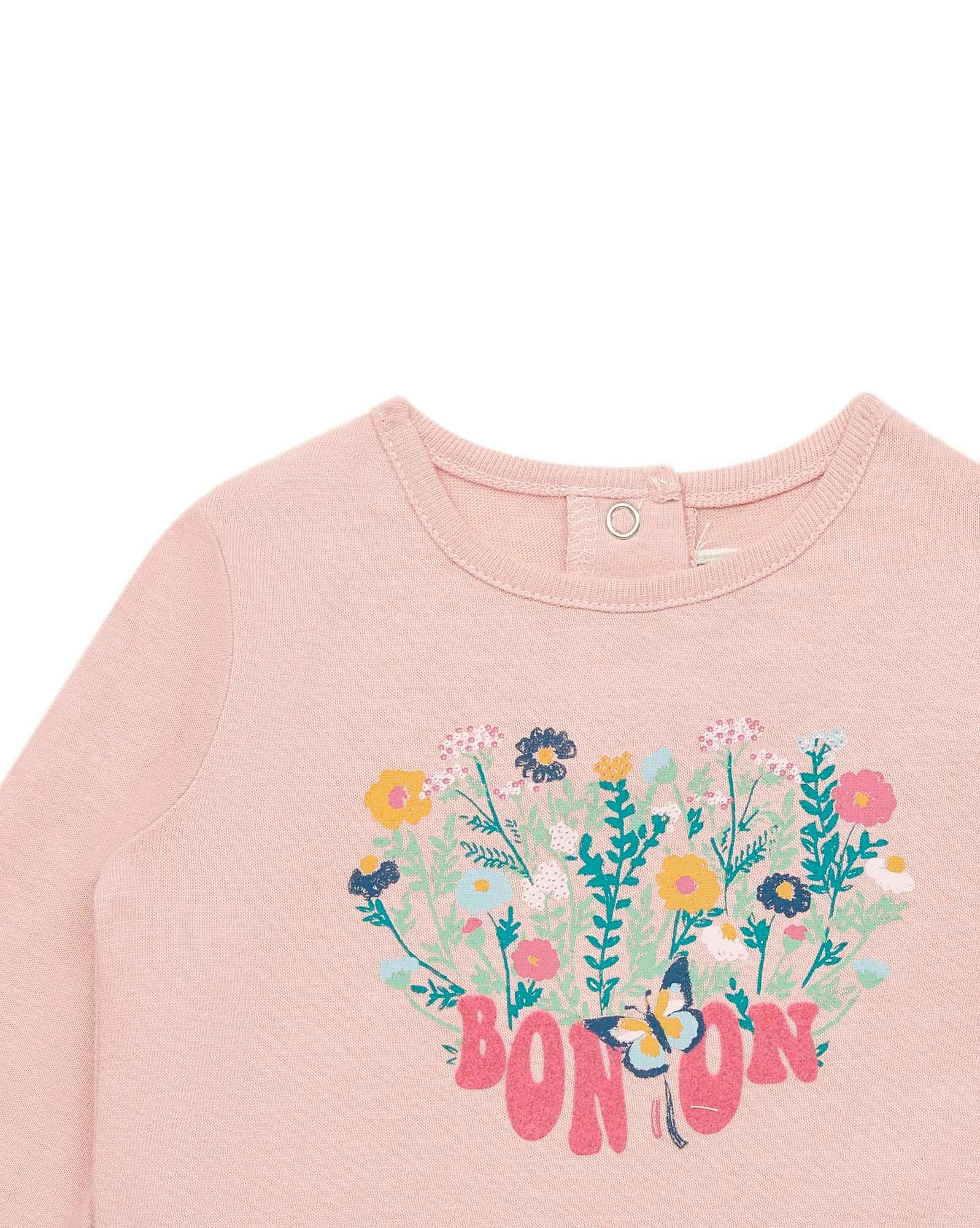 Tee-shirt ML Cœur rose Bébé en 100% coton biologique