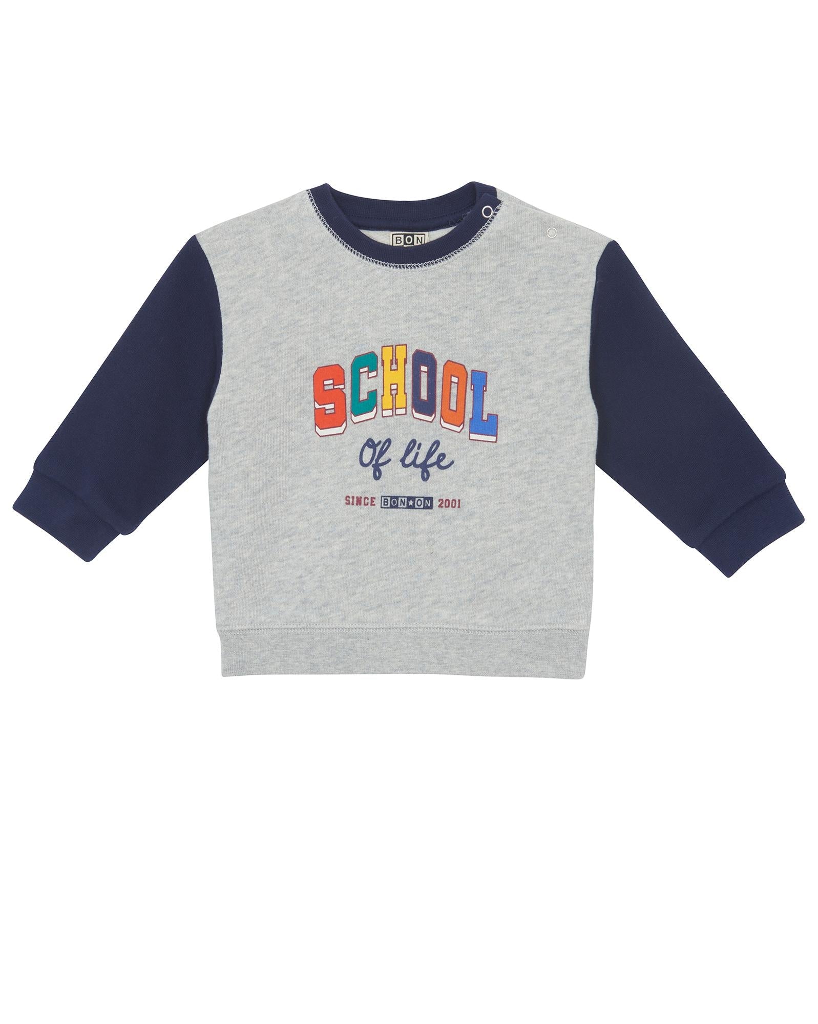 Sweat School gris Bébé en 100% coton biologique
