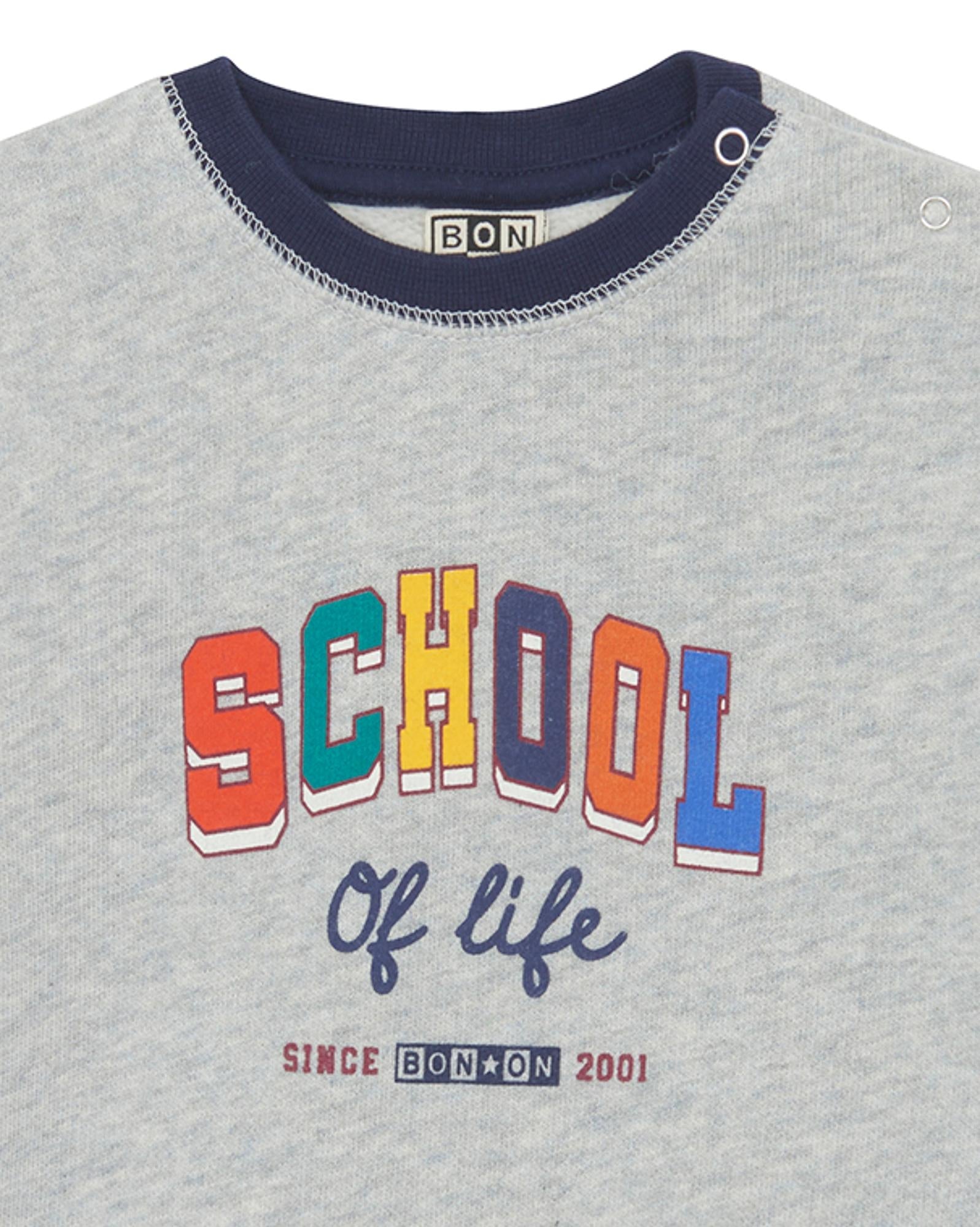 Sweat School gris Bébé en 100% coton biologique