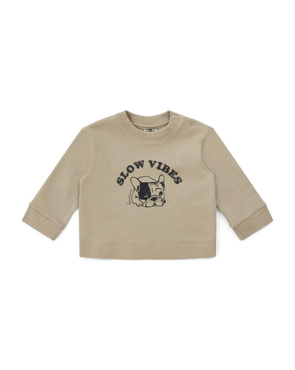 Sweat Slow Vibes Grey Baby in organic cotton