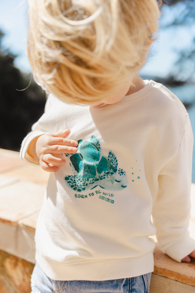 Sweatshirt - Smily ecru Baby organic cotton - Image principale