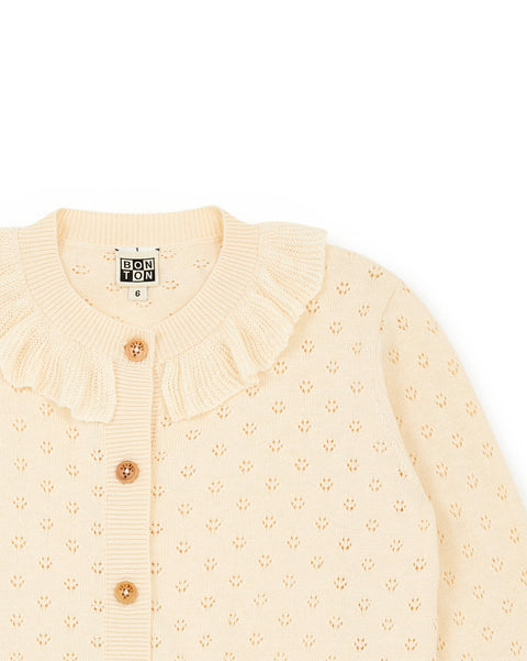 Cardigan - Cotton ecru corole Knitwearopenwork - Image principale