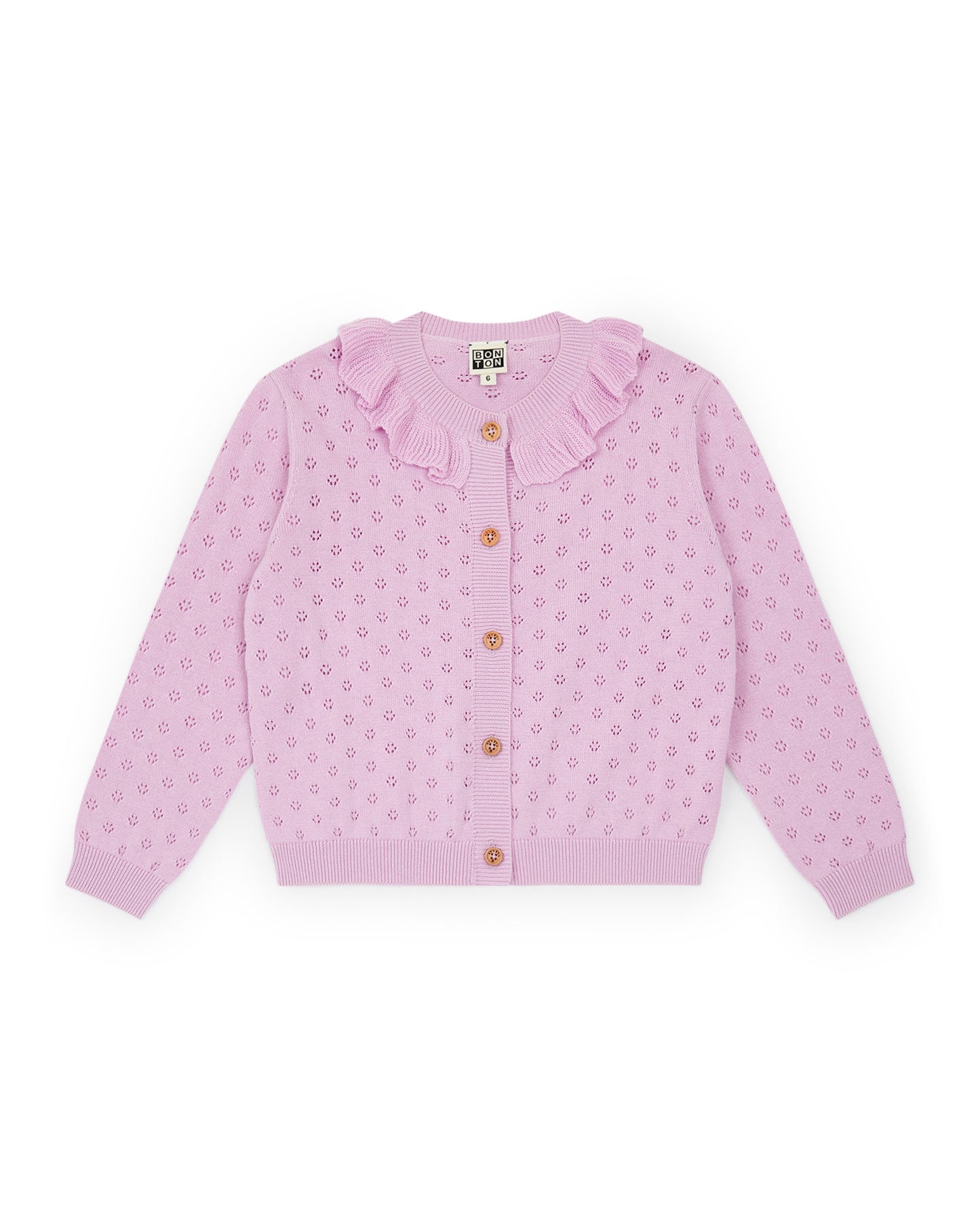 Cardigan - Corole lila coton maille ajourée