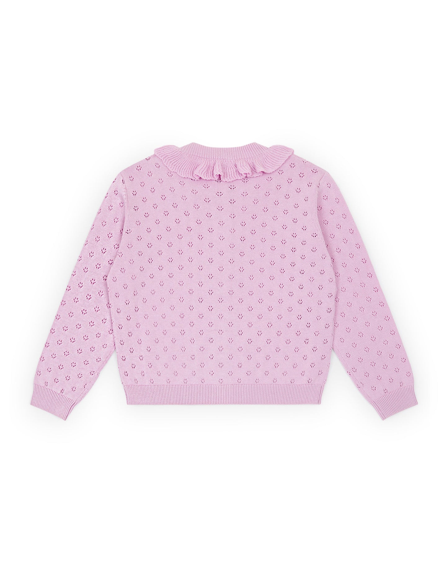 Cardigan - Corole lila coton maille ajourée