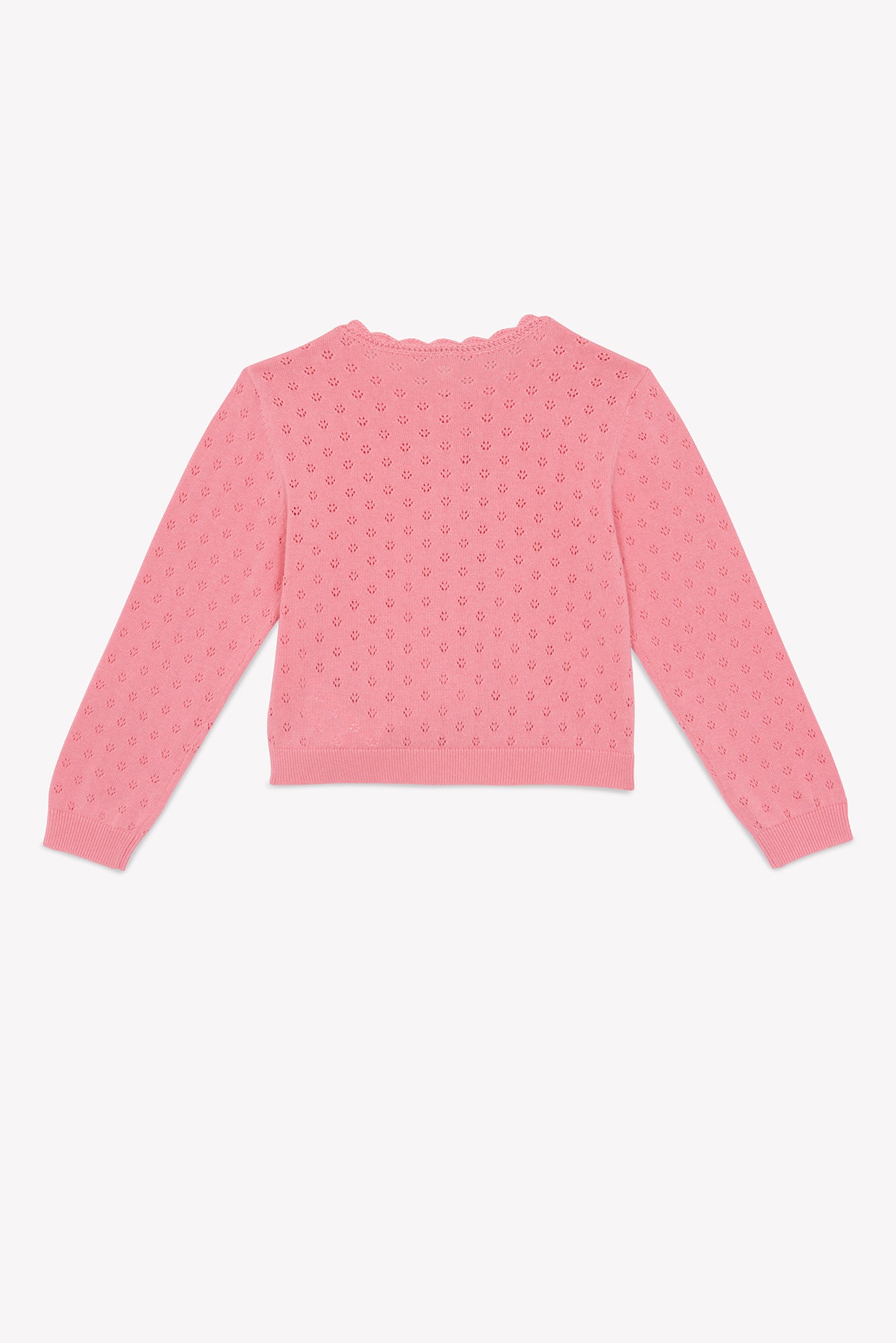 Cardigan - Lou rose coton maille ajourée