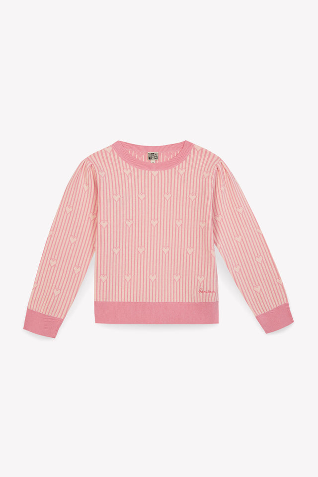 Sweater - Paula Pink cotton Jacquardheart - Image principale