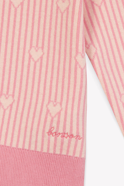 Pull - Paula rose coton jacquard coeur - Image principale