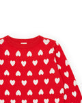 Sweater - Paula Red cotton Jacquardheart