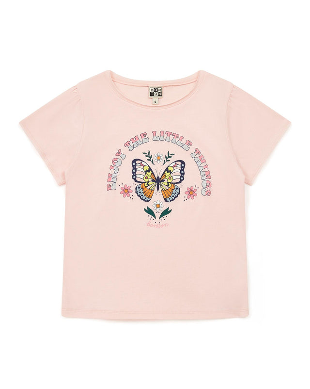 T-shirt - Papillon rose en 100% coton biologique - Image principale