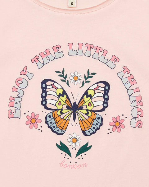 T-shirt - Papillon rose en 100% coton biologique - Image principale