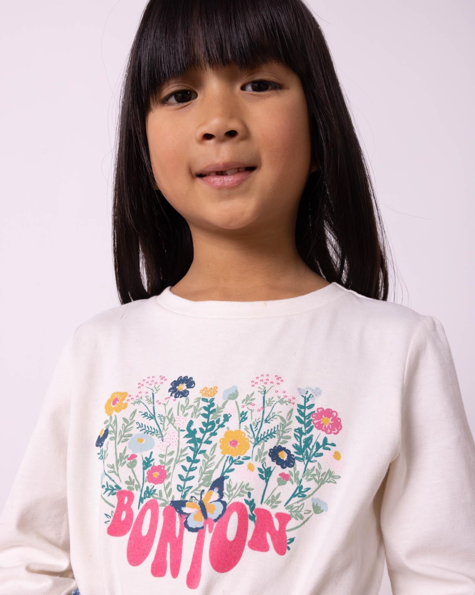 T-shirt ML Cœur beige en 100% coton biologique