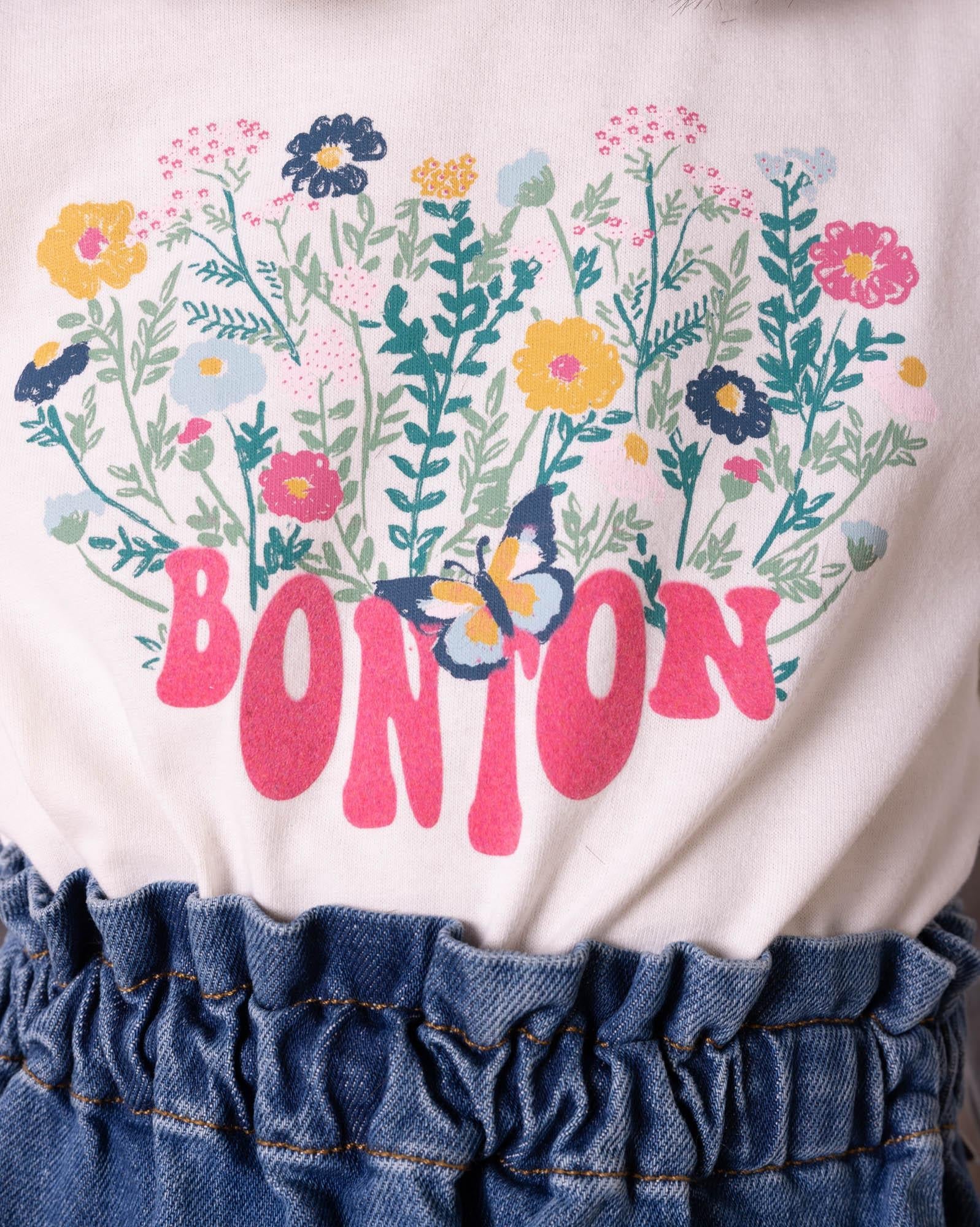 T-shirt ML Cœur beige en 100% coton biologique