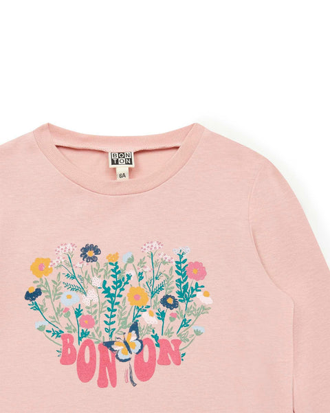 T-shirt - ML Cœur rose en 100% coton biologique - Image principale