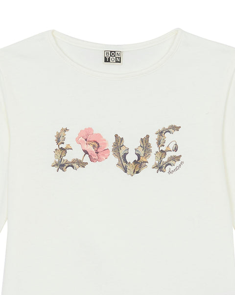 T-shirt - Love beige en 100% coton - Image principale