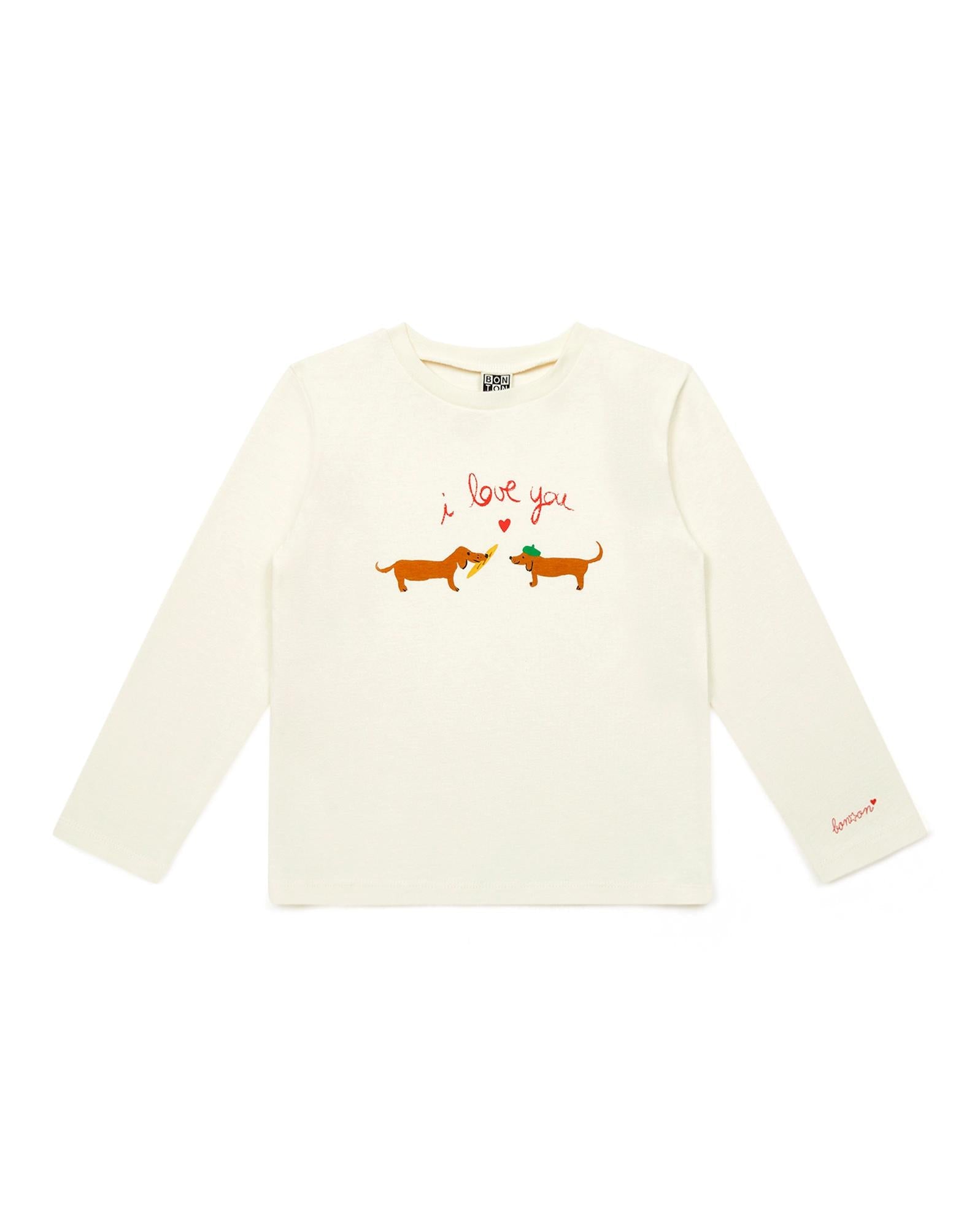 T-shirt Teckel crème en coton biologique