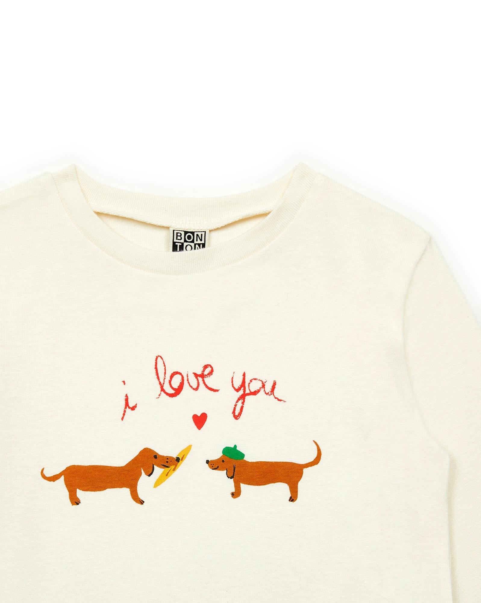 T-shirt Teckel crème en coton biologique