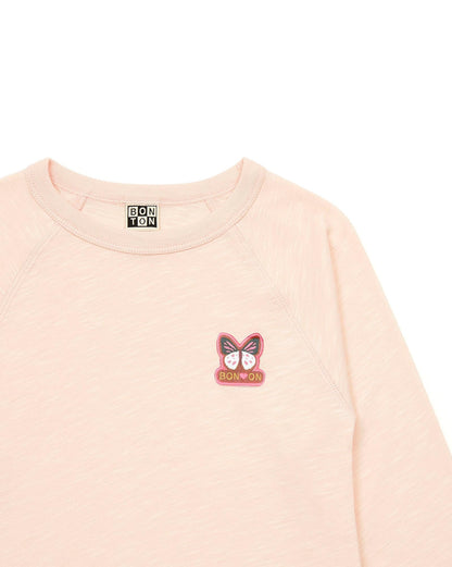 Badge t-shirt Pink in 100% organic cotton certified GOTS