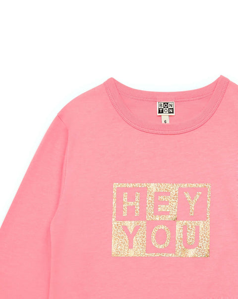T-shirt - Heyyou rose en coton biologique certifié GOTS - Image principale