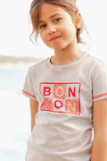 T-shirt - Tubo Grey Organic cotton logo Beige
