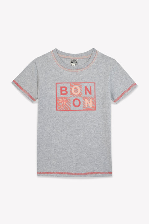 T-shirt - Tubo Grey Organic cotton logo Beige - Image principale