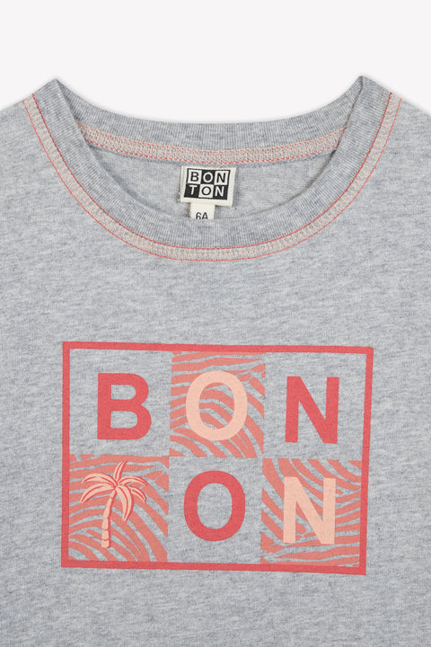 T-shirt - Tubo Grey Organic cotton logo Beige - Image principale