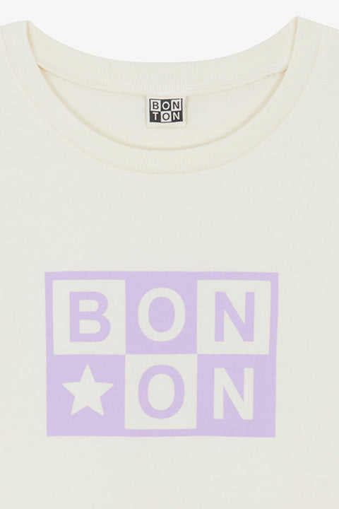 T-shirt - Tubo Ecru Organic Cotton Logo Lila - Image principale