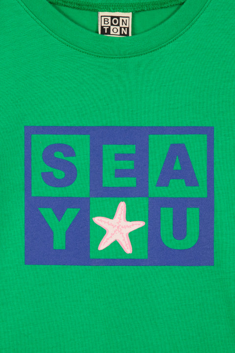 T-shirt - Tubo vert coton organique imprimé seayou - Image principale
