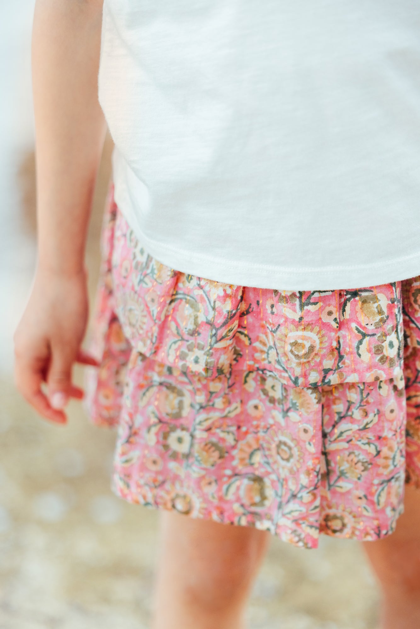 Skirt - Bali Pink Lurex cotton sail Print