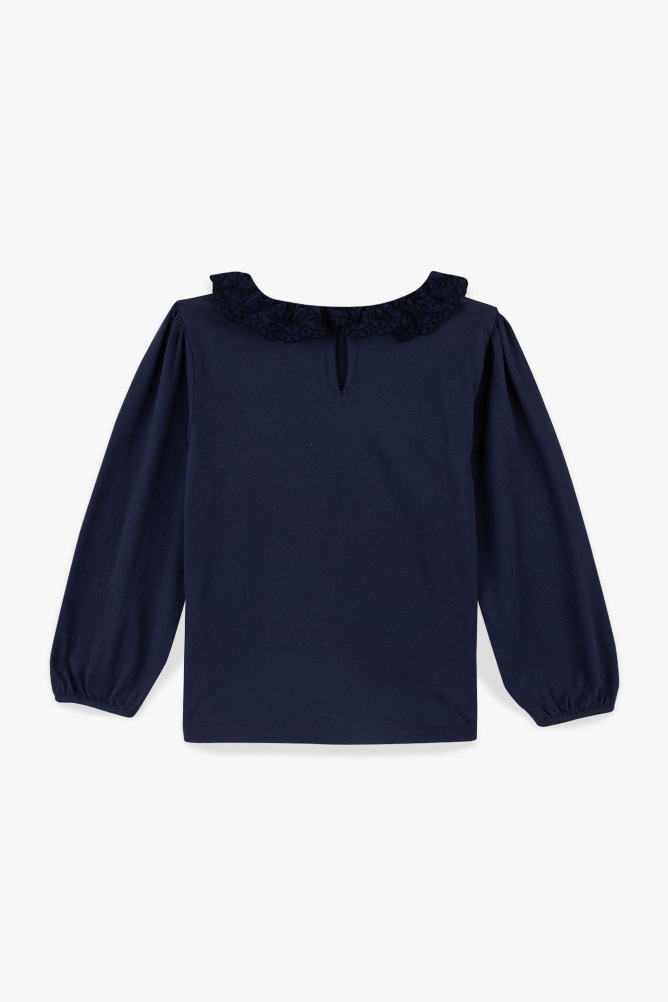 T-shirt - Juna navy bonton col volanté