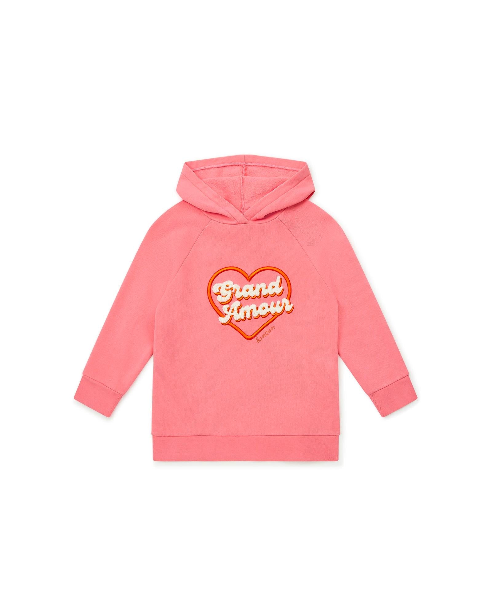 Sweat cap Amour rose à capuche