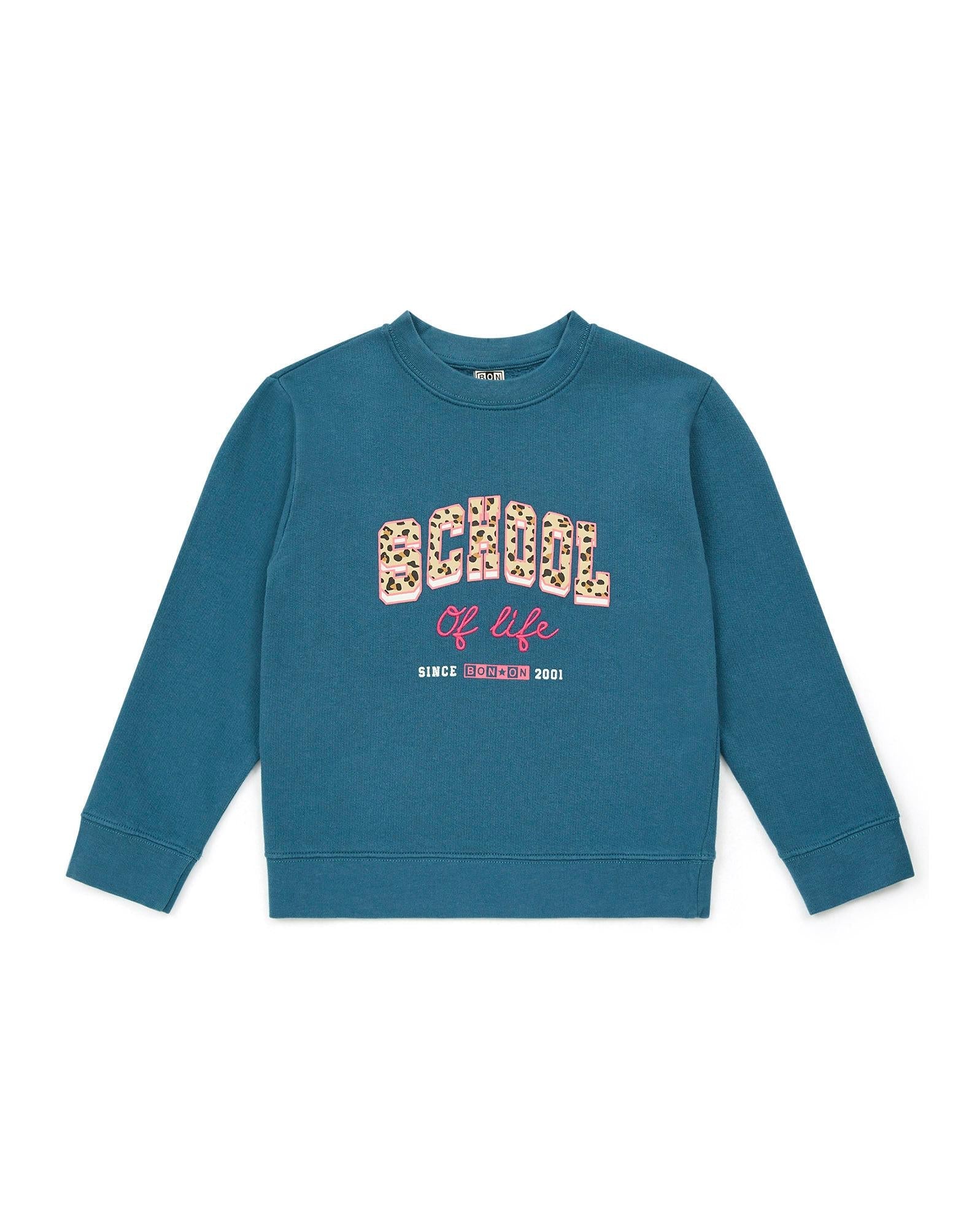 Sweat School bleu en 100% coton