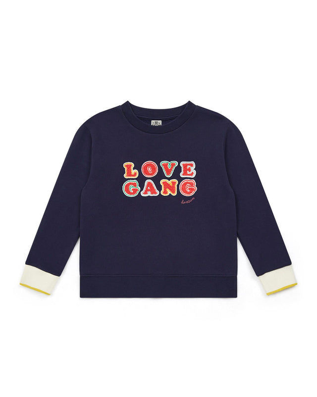 Sweatshirt - Love Gang Blue in organic cotton - Image principale