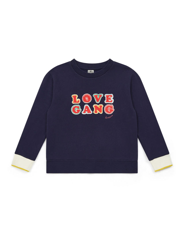 Sweat - Love Gang bleu en coton biologique - Image principale