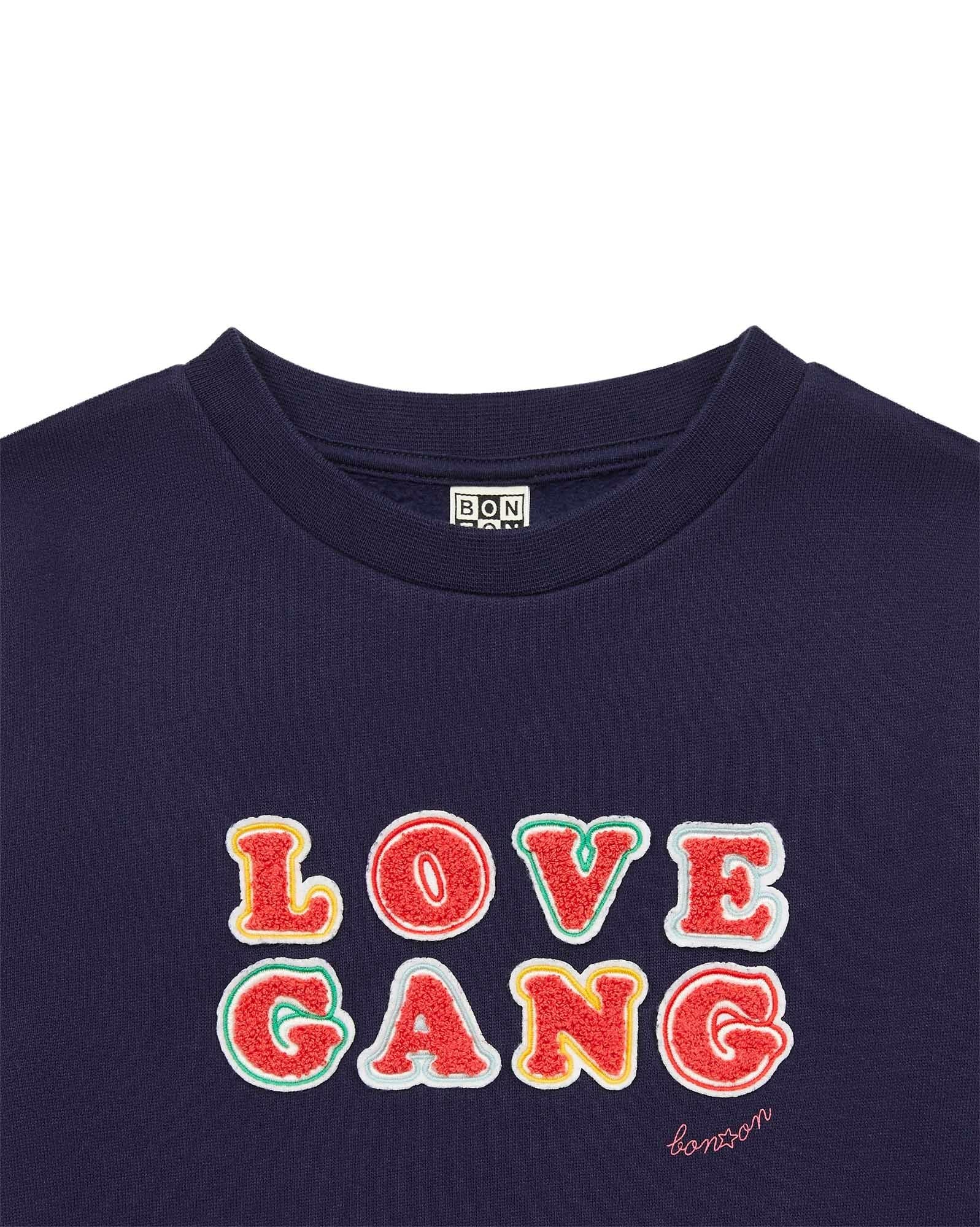 Sweat Love Gang bleu en coton biologique
