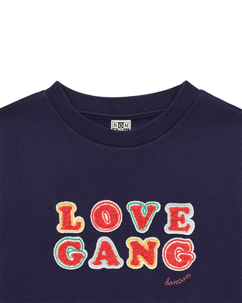 Sweatshirt - Love Gang Blue in organic cotton - Image principale