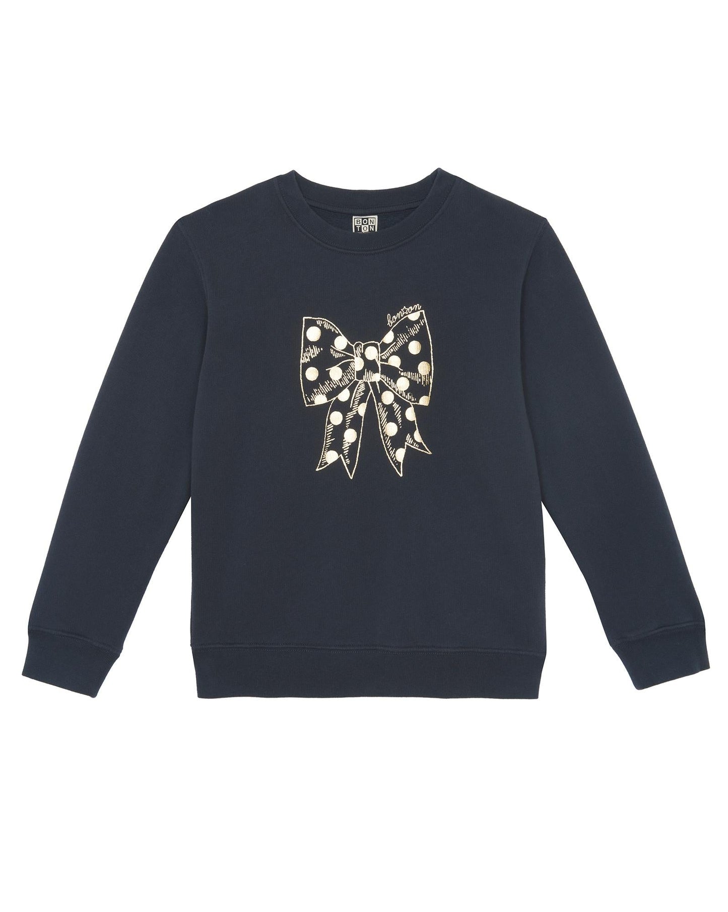 Sweatshirt - BowBlack cotton Fleece biological