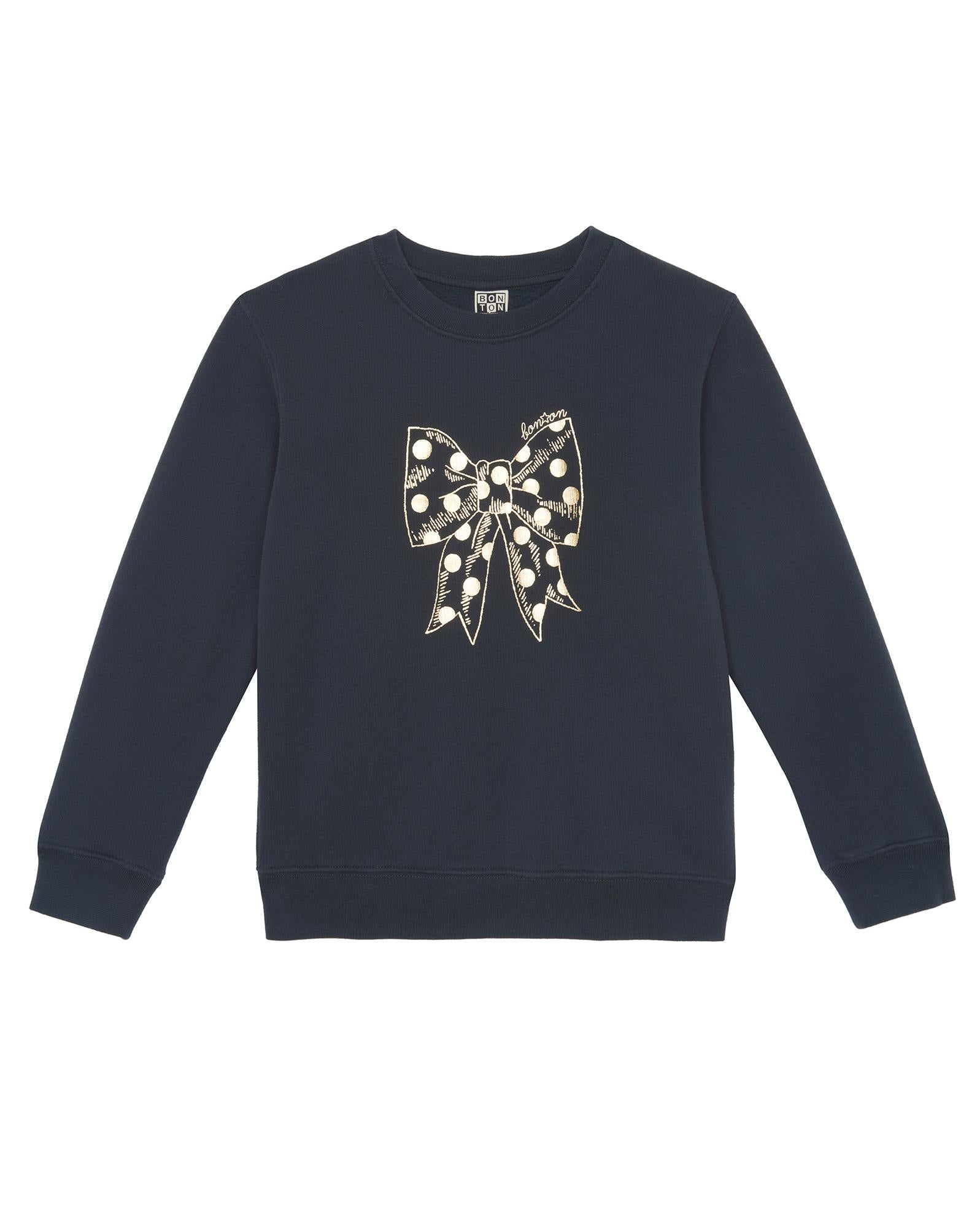 Sweat Noeud noir en coton molleton biologique