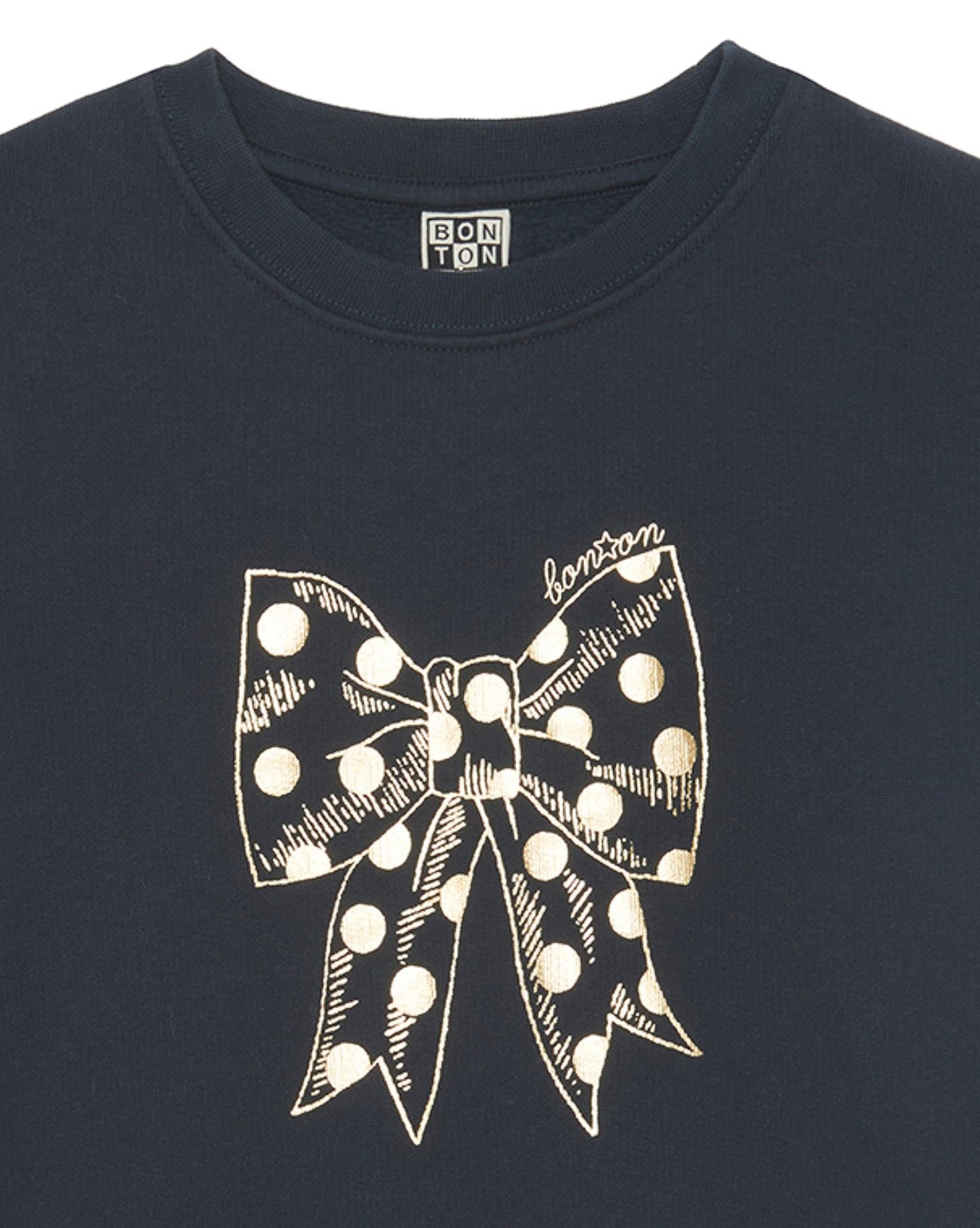 Sweatshirt - BowBlack cotton Fleece biological
