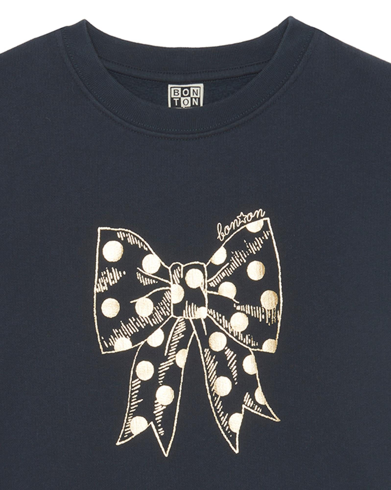 Sweat Noeud noir en coton molleton biologique