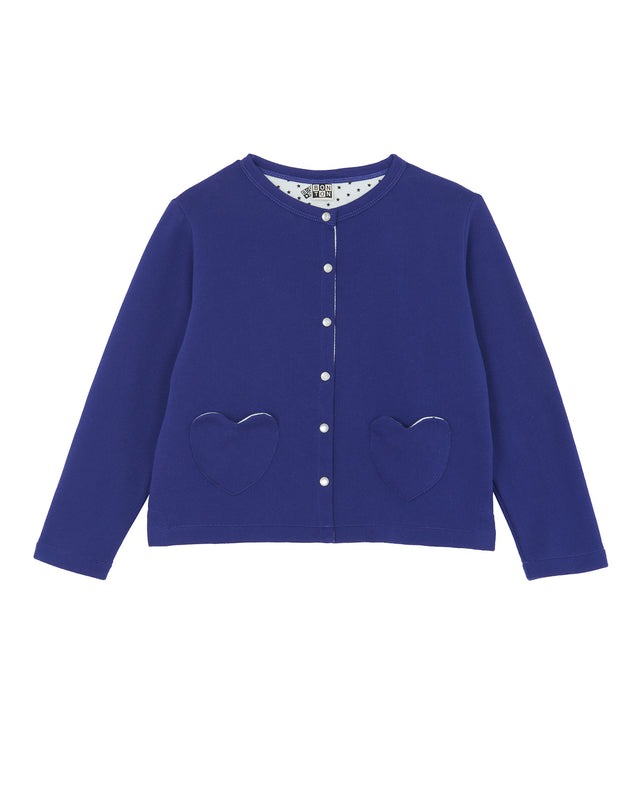 Cardigan - Soeur bleu molleton de coton organique - Image principale