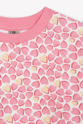 Sweat - Smile rose molleton coton imprimé coeur