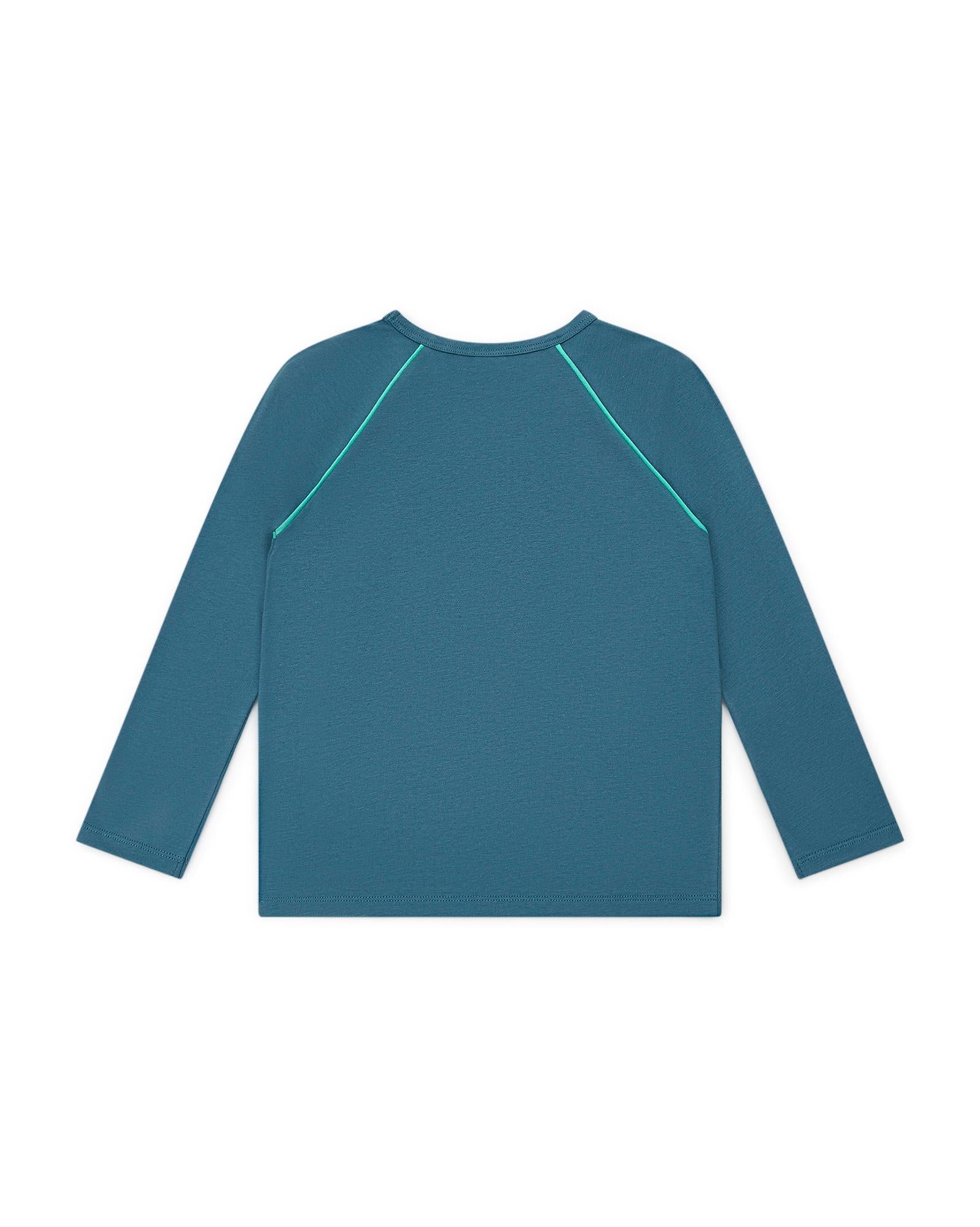 T-shirt ML Nature bleu en 100% coton biologique