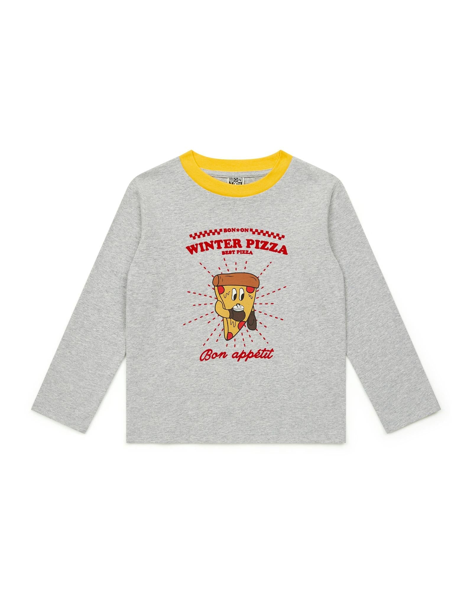T-shirt Winter Pizza gris chine en coton biologique