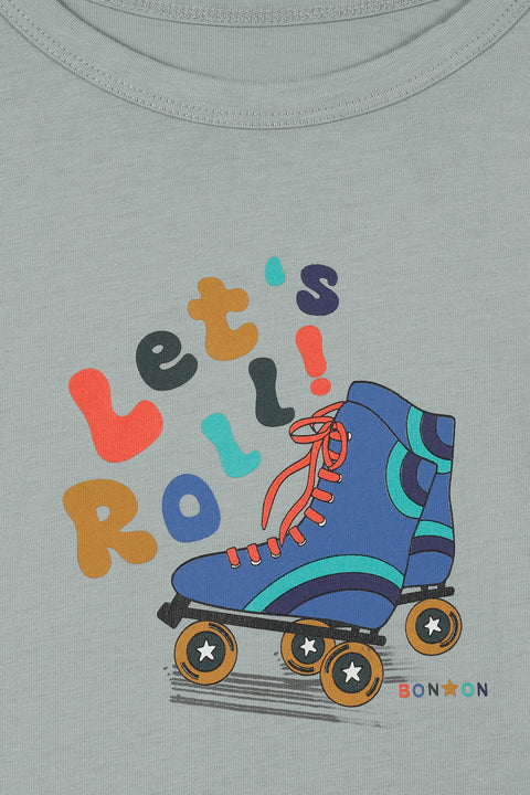 T-shirt - Taxo bleu clair imprimé "Let's roll' - Image principale