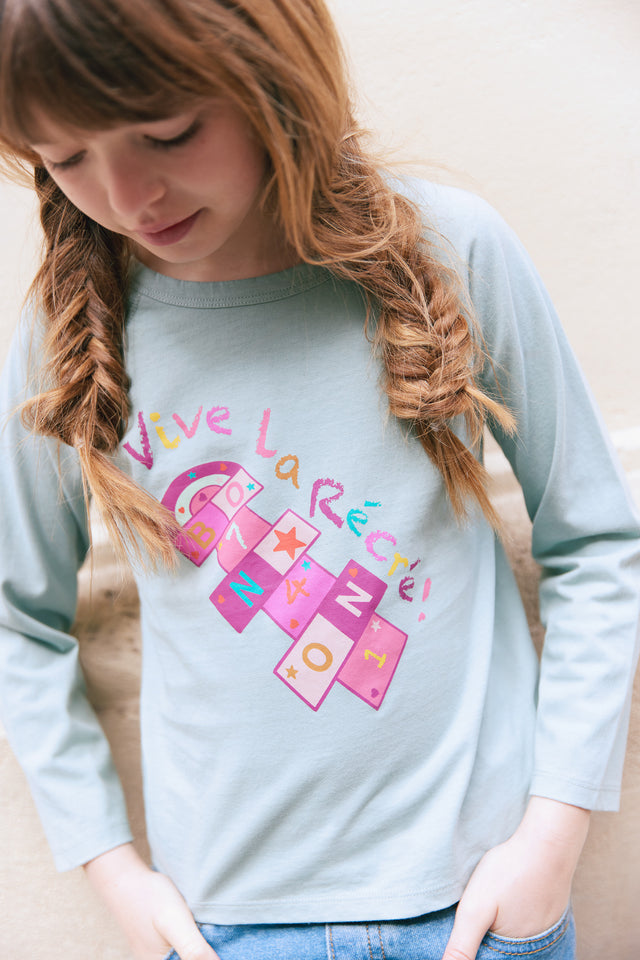 T-shirt - Tipi  "Vive la recrée"  bleu clair - Image principale