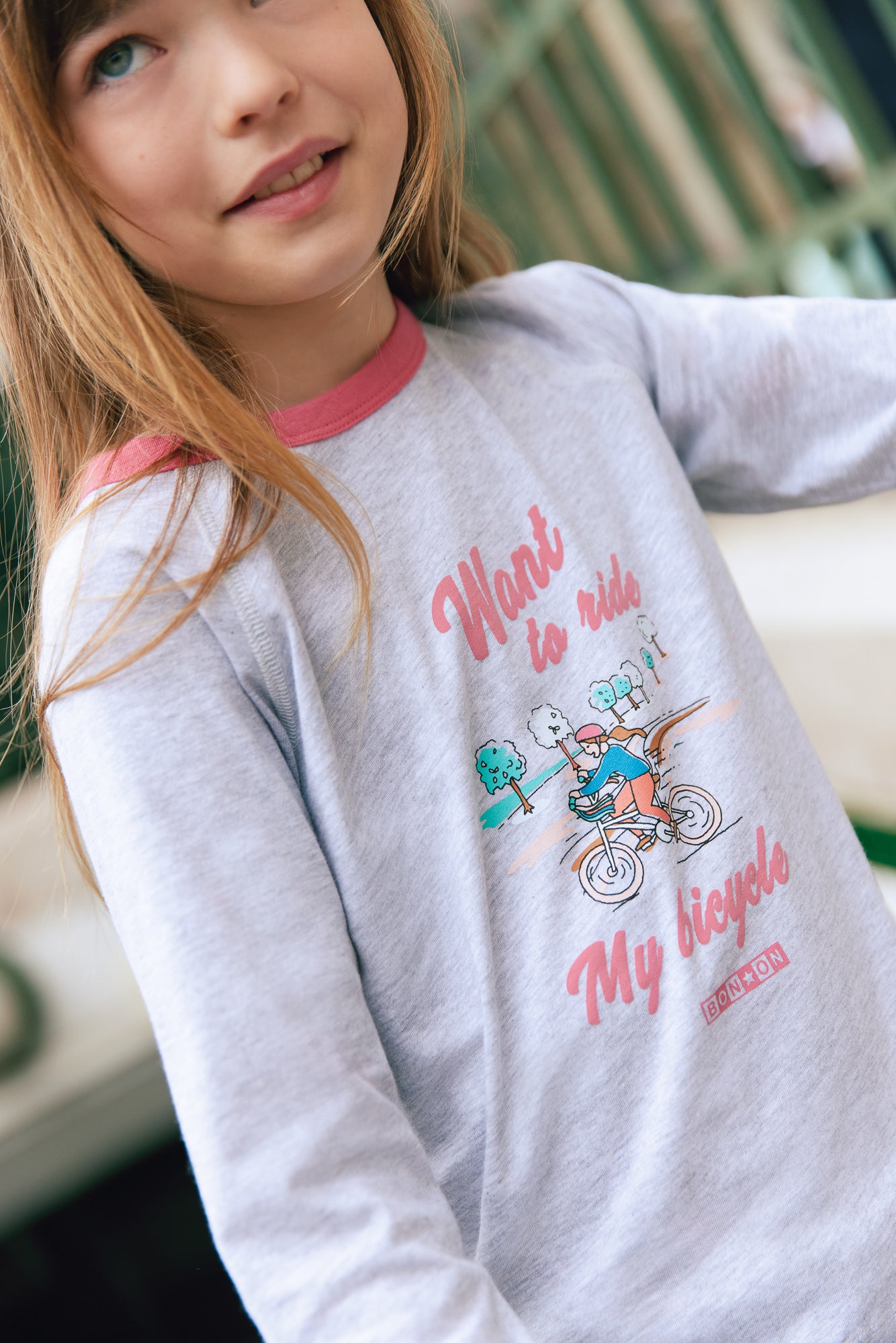 T-shirt - Tipi Grey China Illustration "Bicycle"