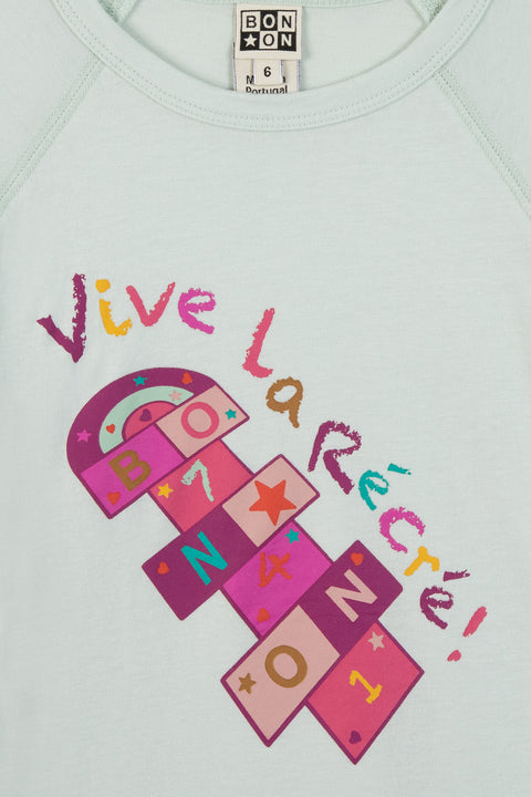 T-shirt - Tipi  "Vive la recrée"  bleu clair - Image principale