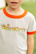 T-shirt - Tubog gris coton imprimé dragon