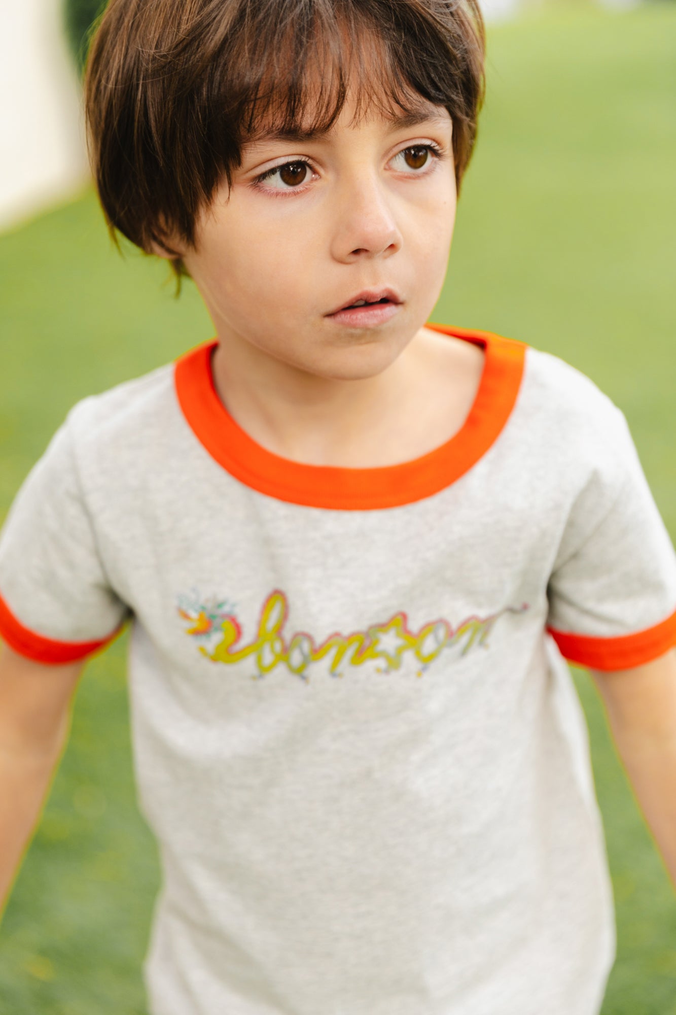 T-shirt - Tubog gris coton imprimé dragon