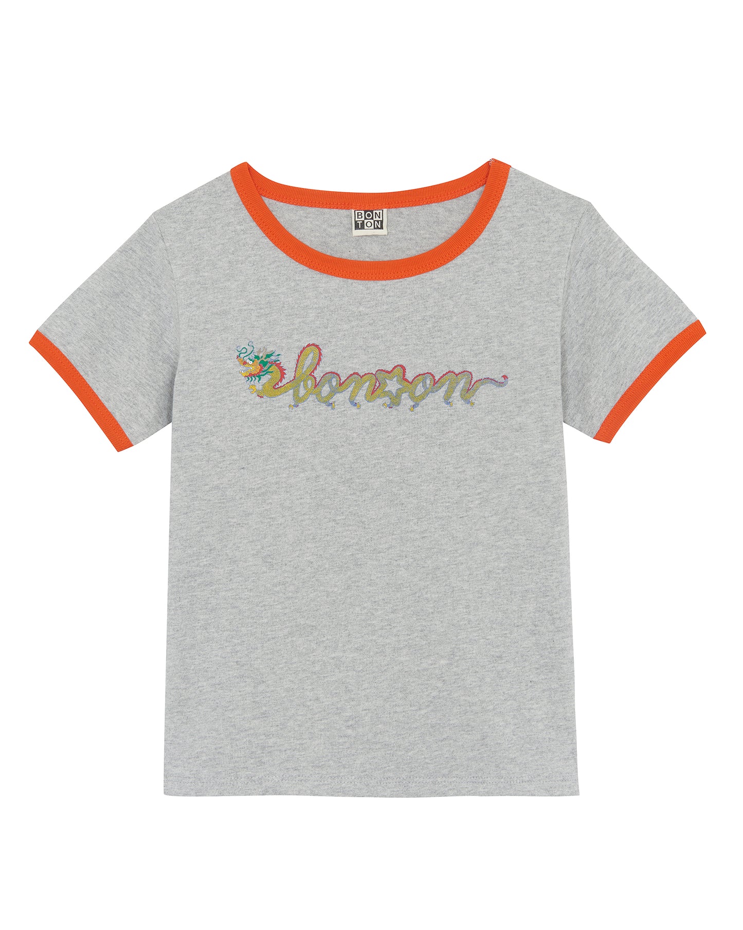 T-shirt - Tubog gris coton imprimé dragon